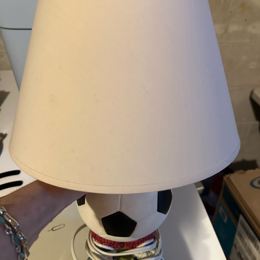 Custom made soccer sports lamp , New. 15 in tall.